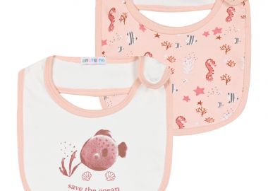 Βρεφική σαλιάρα 2 τεμάχια με τύπωμα για κορίτσι (one size) | ΠΟΥΔΡΑ - Energiers - 